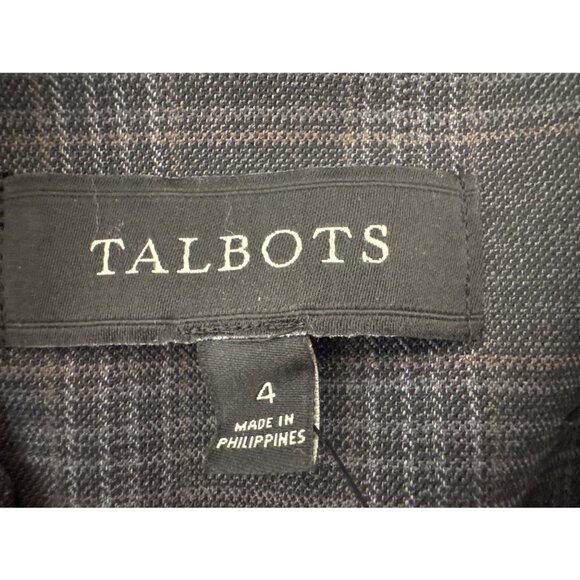 Talbots Grey Size 4 Plaid Two-Button Blazer Wool Blend - Picture 3 of 14